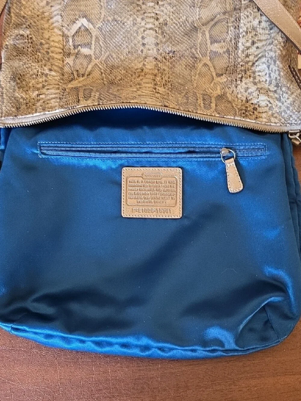 Coach Snake-Print Hobo Bag in Gray and Brown
